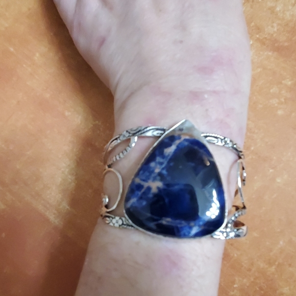 New Sodalite 925 Silver Cuff Bracelet. - Picture 6 of 8